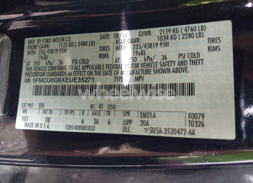 Photo 9 of 2014 Ford Escape SE (VIN 1FMCU0G9XEUE35271)