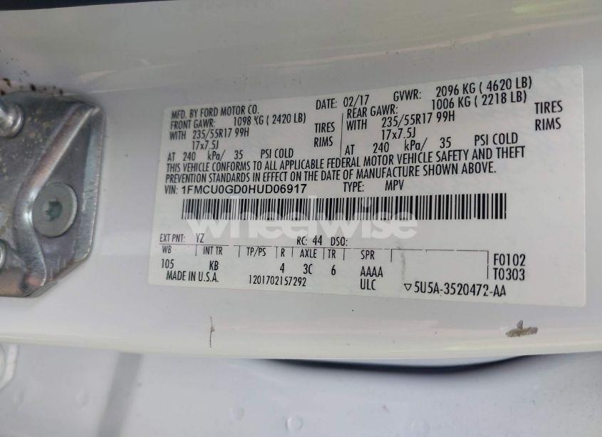 Photo 9 of 2017 Ford Escape SE (VIN 1FMCU0GD0HUD06917)