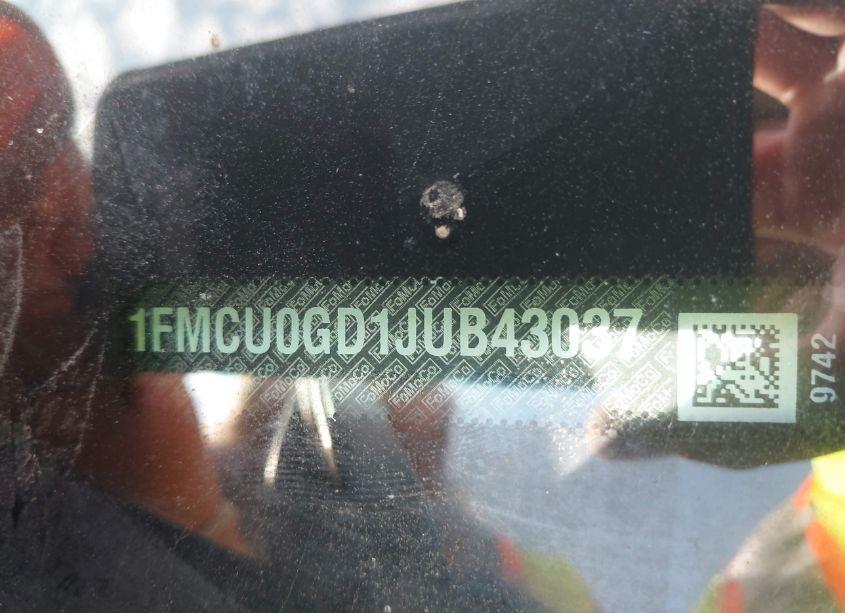 Photo 9 of 2018 Ford Escape SE (VIN 1FMCU0GD1JUB43037)