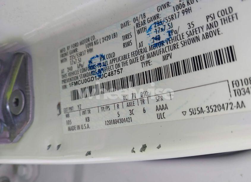 Photo 9 of 2018 Ford Escape SE (VIN 1FMCU0GD1JUC48757)