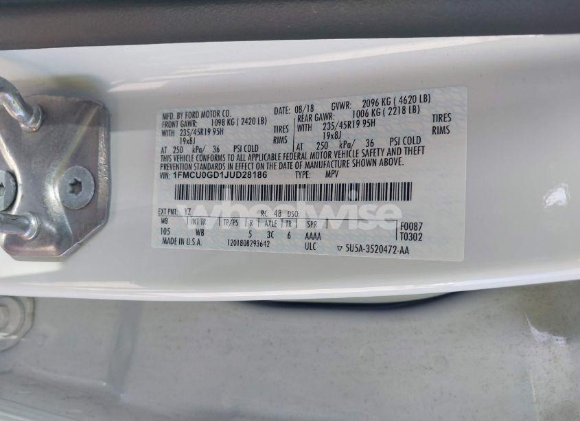 Photo 9 of 2018 Ford Escape SE (VIN 1FMCU0GD1JUD28186)