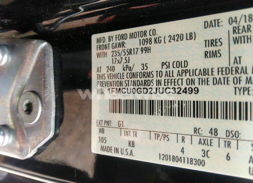 Photo 9 of 2018 Ford Escape SE (VIN 1FMCU0GD2JUC32499)