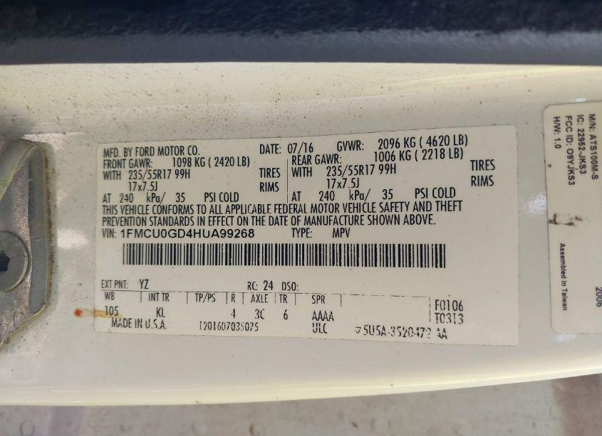 Photo 9 of 2017 Ford Escape SE (VIN 1FMCU0GD4HUA99268)