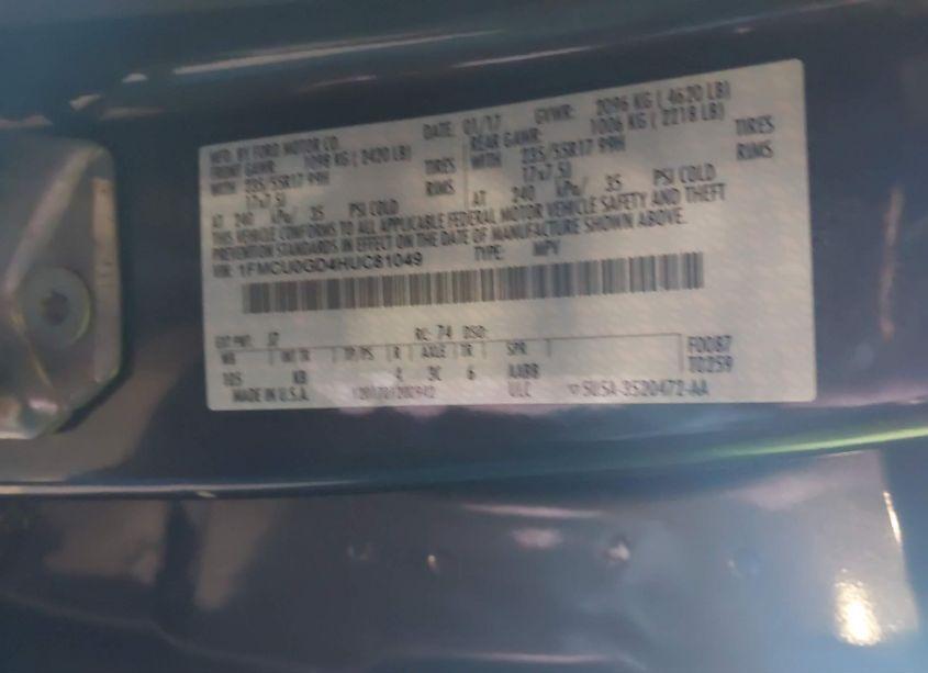 Photo 9 of 2017 Ford Escape SE (VIN 1FMCU0GD4HUC81049)