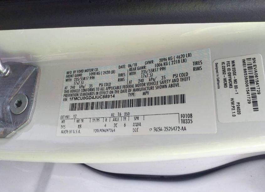 Photo 9 of 2018 Ford Escape SE (VIN 1FMCU0GD4JUC88914)