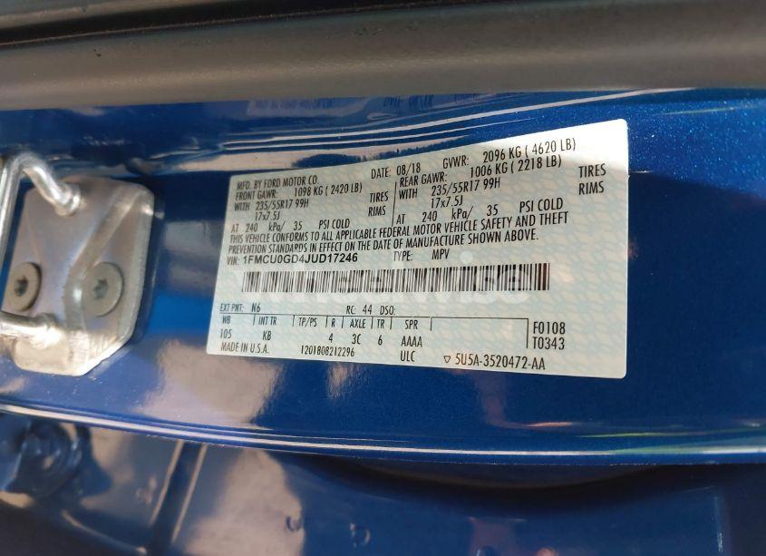 Photo 9 of 2018 Ford Escape SE (VIN 1FMCU0GD4JUD17246)