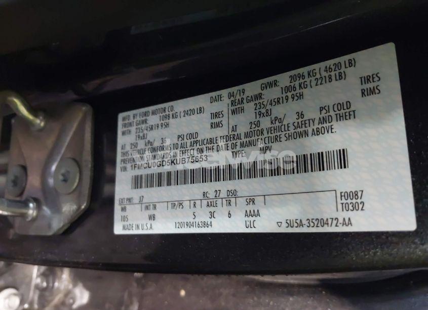 Photo 9 of 2019 Ford Escape SE (VIN 1FMCU0GD5KUB75653)