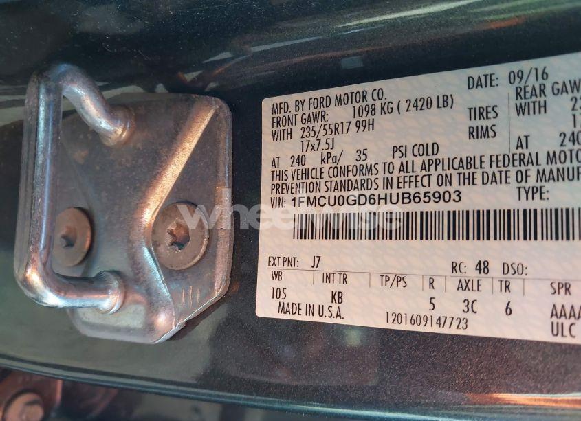 Photo 9 of 2017 Ford Escape SE (VIN 1FMCU0GD6HUB65903)