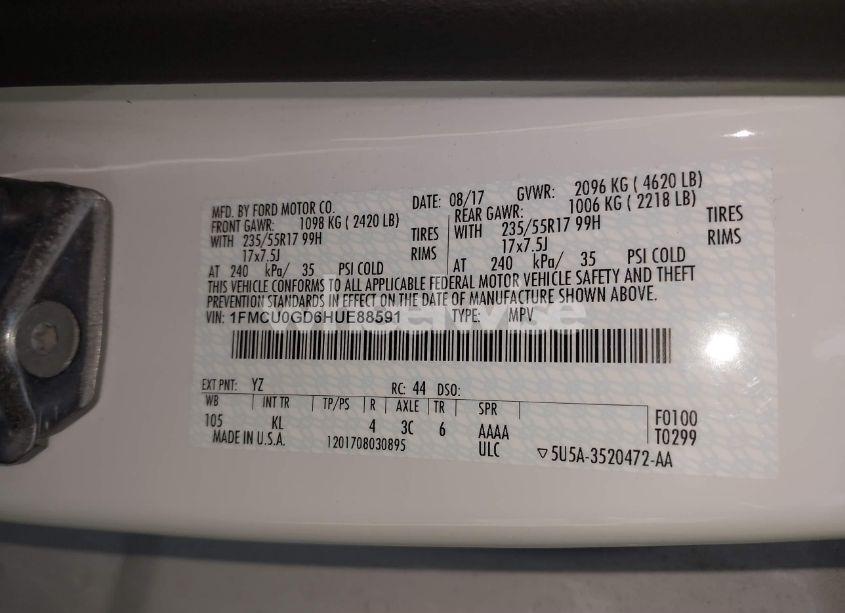 Photo 9 of 2017 Ford Escape SE (VIN 1FMCU0GD6HUE88591)