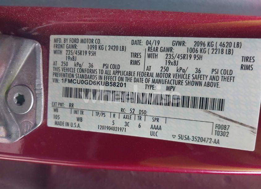 Photo 9 of 2019 Ford Escape SE (VIN 1FMCU0GD6KUB58201)