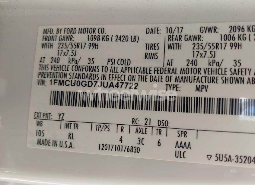 Photo 9 of 2018 Ford Escape SE (VIN 1FMCU0GD7JUA47722)