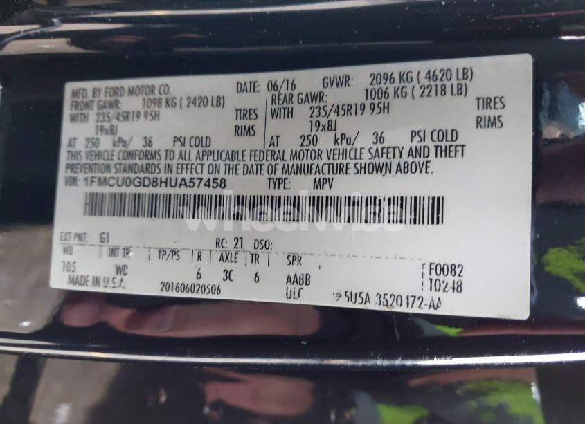 Photo 9 of 2017 Ford Escape SE (VIN 1FMCU0GD8HUA57458)