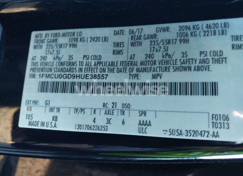 Photo 9 of 2017 Ford Escape SE (VIN 1FMCU0GD9HUE38557)