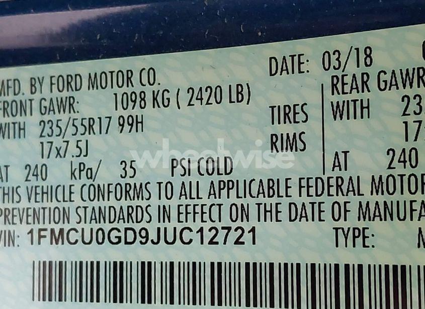 Photo 9 of 2018 Ford Escape SE (VIN 1FMCU0GD9JUC12721)