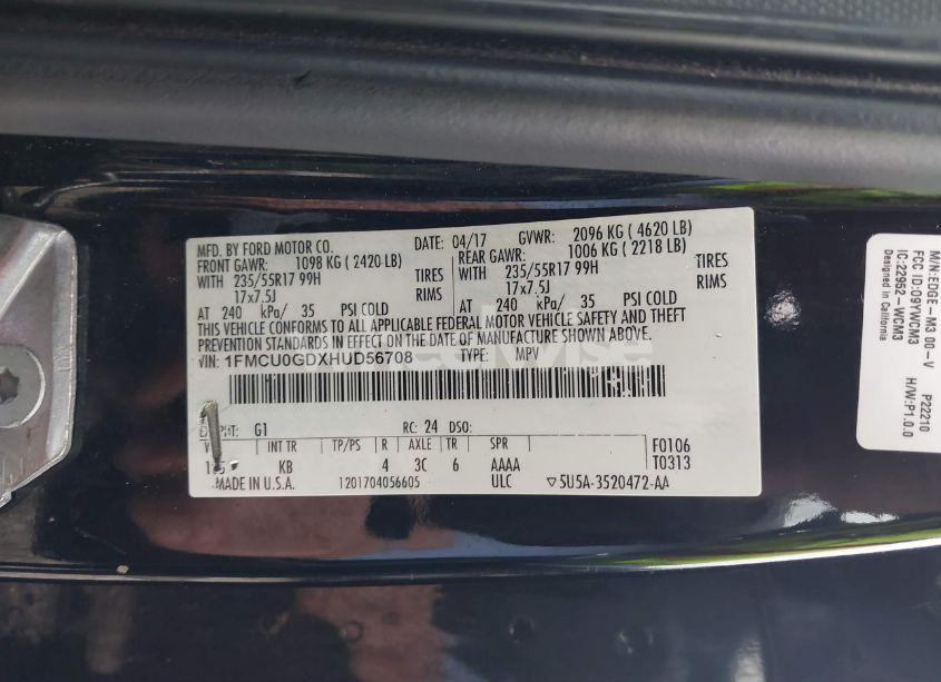 Photo 9 of 2017 Ford Escape SE (VIN 1FMCU0GDXHUD56708)