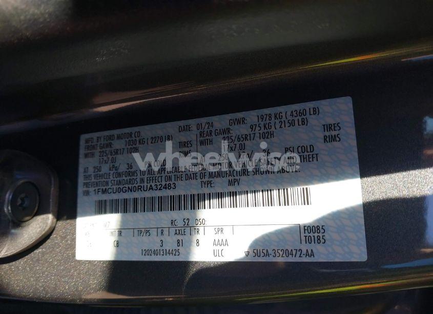 Photo 9 of 2024 Ford Escape ACTIVE (VIN 1FMCU0GN0RUA32483)