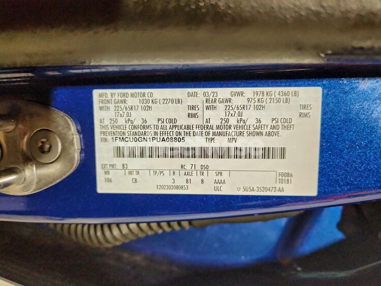 Photo 13 of 2023 FORD ESCAPE ACTIVE N/A (VIN 1FMCU0GN1PUA08805)