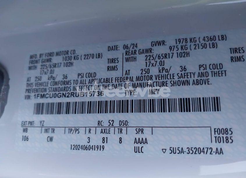 Photo 9 of 2024 Ford Escape (VIN 1FMCU0GN2RUB15736)