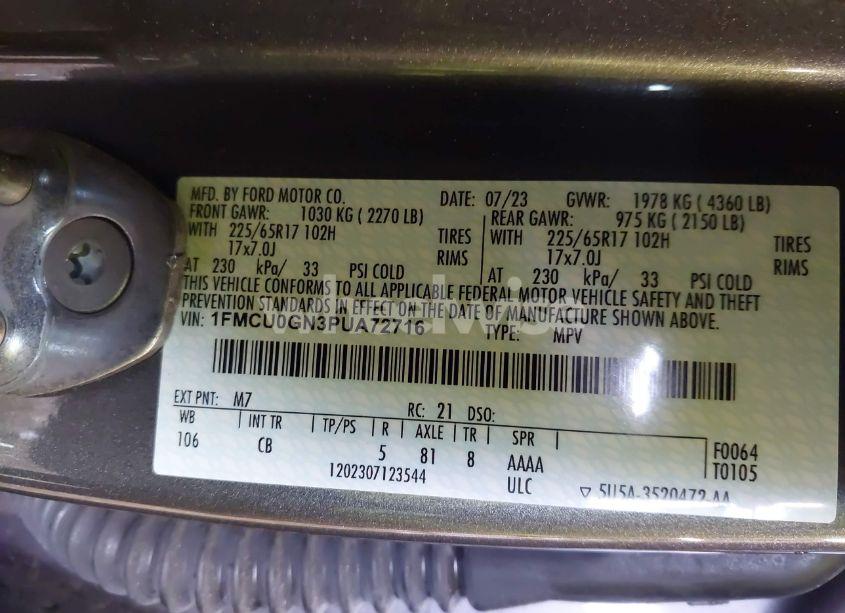 Photo 9 of 2023 Ford Escape ACTIVE (VIN 1FMCU0GN3PUA72716)