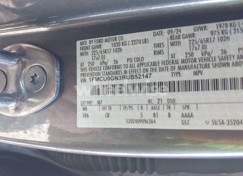 Photo 9 of 2024 Ford Escape ACTIVE (VIN 1FMCU0GN3RUB52147)