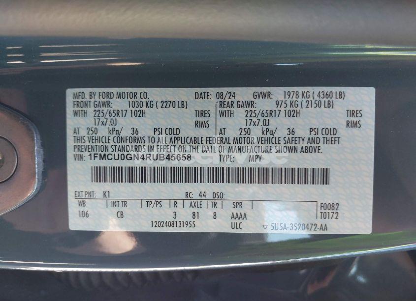 Photo 9 of 2024 Ford Escape ACTIVE (VIN 1FMCU0GN4RUB45658)