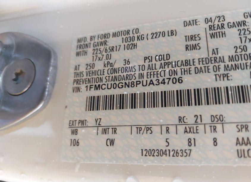 Photo 9 of 2023 Ford Escape ACTIVE (VIN 1FMCU0GN8PUA34706)