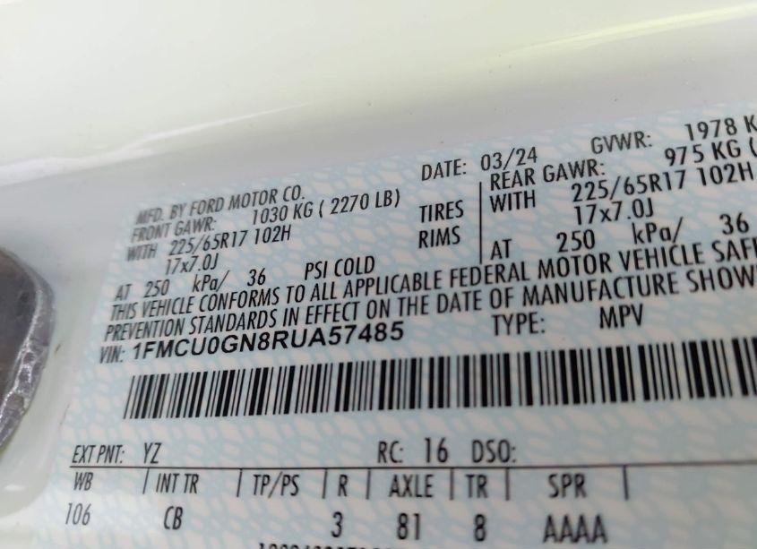 Photo 9 of 2024 Ford Escape ACTIVE (VIN 1FMCU0GN8RUA57485)