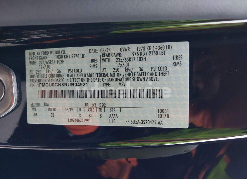 Photo 9 of 2024 Ford Escape ACTIVE (VIN 1FMCU0GN8RUB04921)