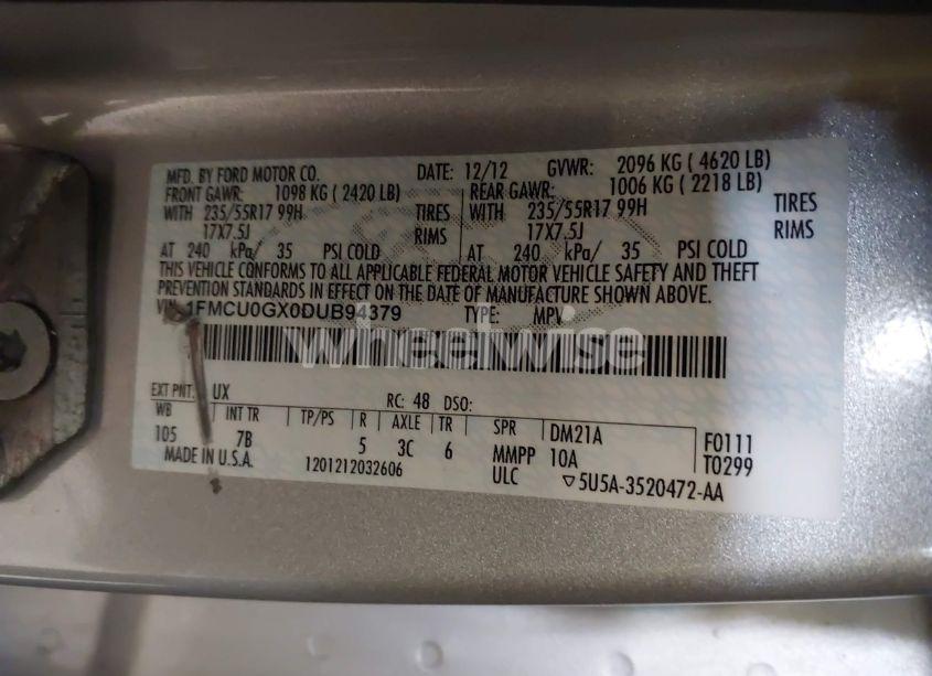 Photo 9 of 2013 Ford Escape SE (VIN 1FMCU0GX0DUB94379)