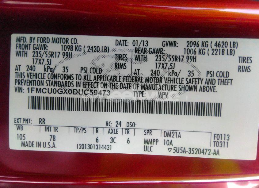 Photo 9 of 2013 Ford Escape SE (VIN 1FMCU0GX0DUC59473)