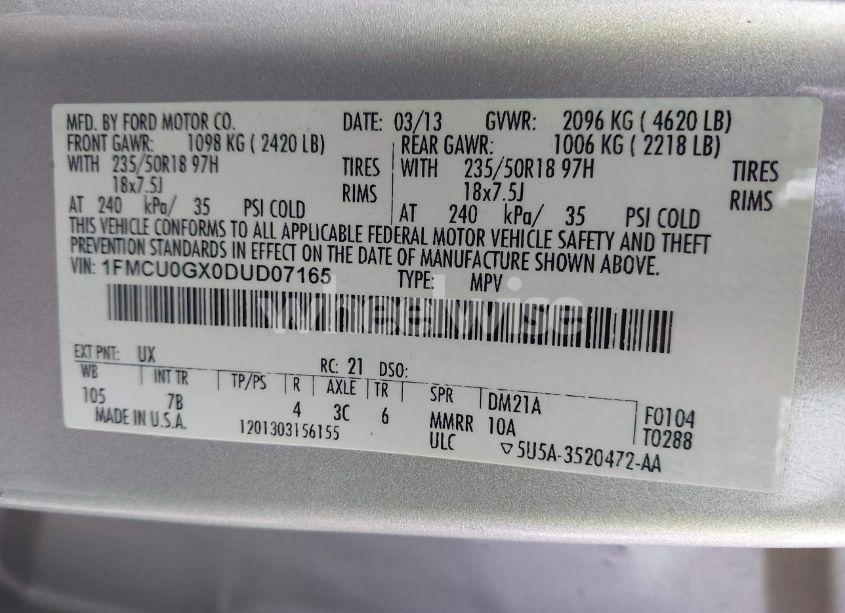 Photo 9 of 2013 Ford Escape SE (VIN 1FMCU0GX0DUD07165)