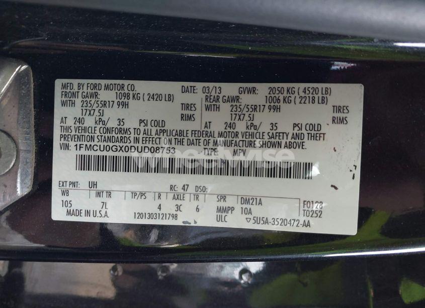 Photo 9 of 2013 Ford Escape SE (VIN 1FMCU0GX0DUD08753)