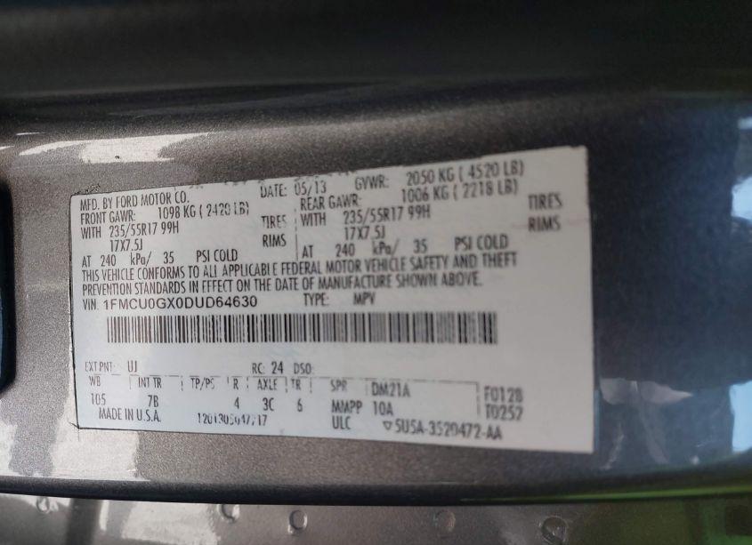 Photo 9 of 2013 Ford Escape SE (VIN 1FMCU0GX0DUD64630)