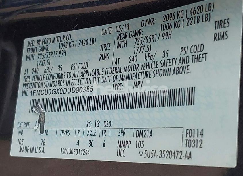 Photo 9 of 2013 Ford Escape SE (VIN 1FMCU0GX0DUD90385)