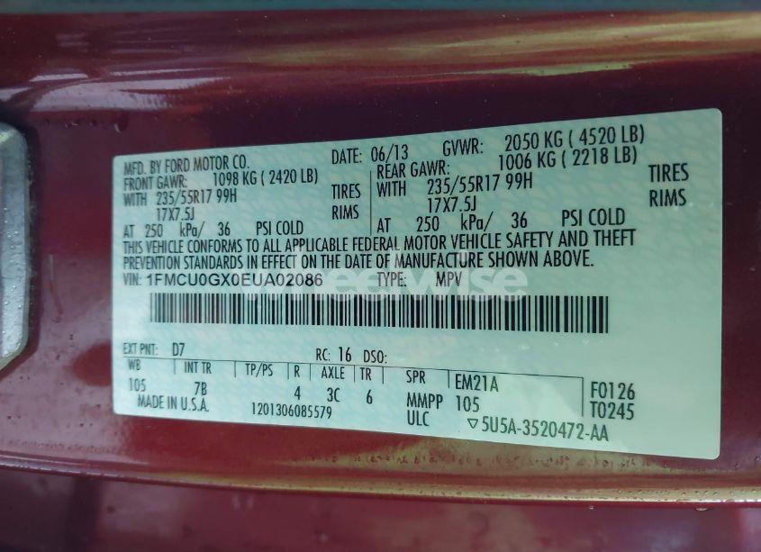 Photo 9 of 2014 Ford Escape SE (VIN 1FMCU0GX0EUA02086)