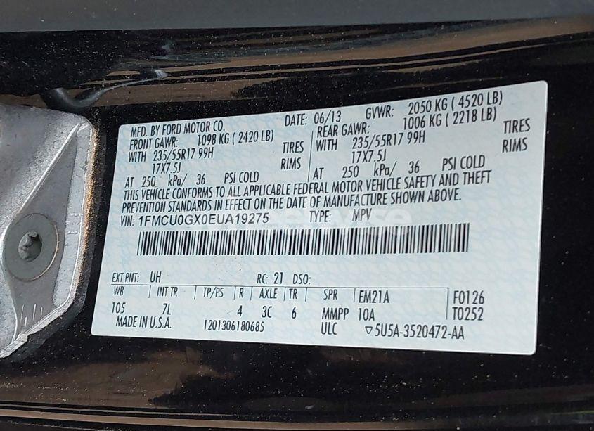 Photo 9 of 2014 Ford Escape SE (VIN 1FMCU0GX0EUA19275)