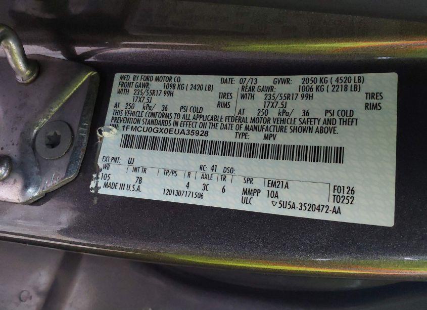 Photo 9 of 2014 Ford Escape SE (VIN 1FMCU0GX0EUA35928)