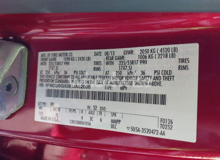 Photo 9 of 2014 Ford Escape SE (VIN 1FMCU0GX0EUA62000)