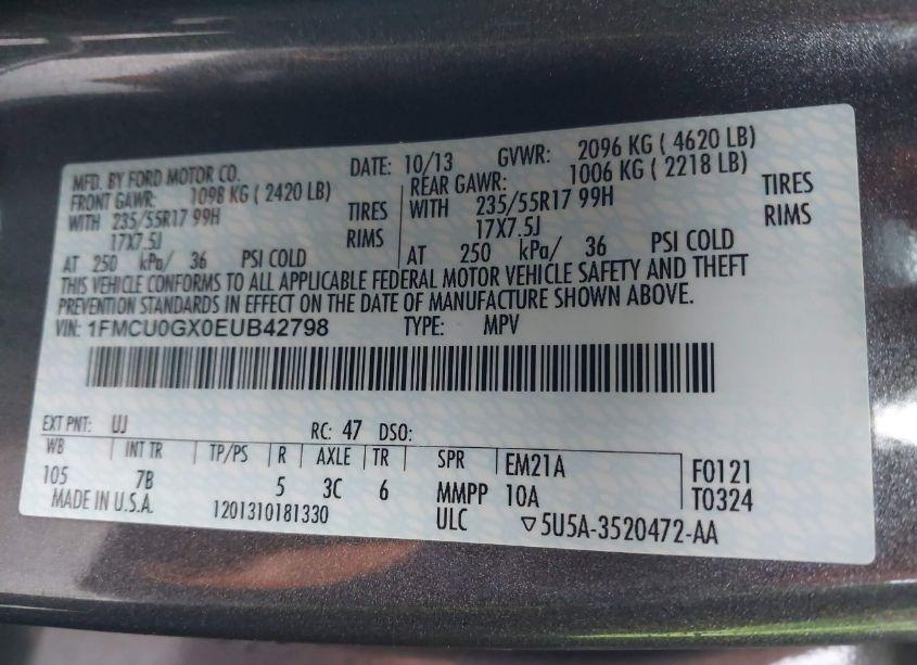 Photo 9 of 2014 Ford Escape SE (VIN 1FMCU0GX0EUB42798)