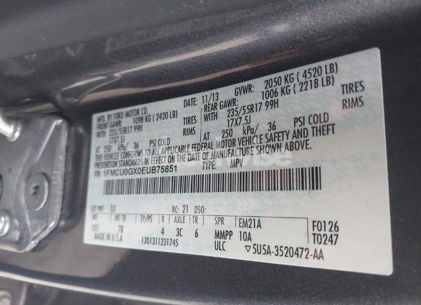 Photo 9 of 2014 Ford Escape SE (VIN 1FMCU0GX0EUB75851)