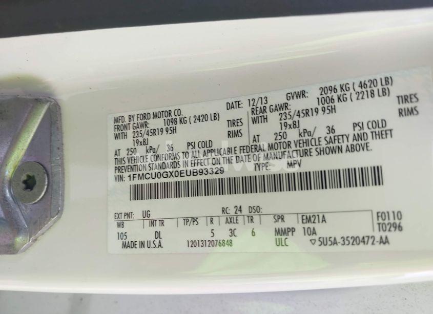 Photo 9 of 2014 Ford Escape SE (VIN 1FMCU0GX0EUB93329)