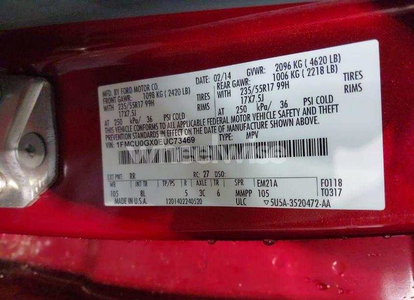 Photo 9 of 2014 Ford Escape SE (VIN 1FMCU0GX0EUC73469)