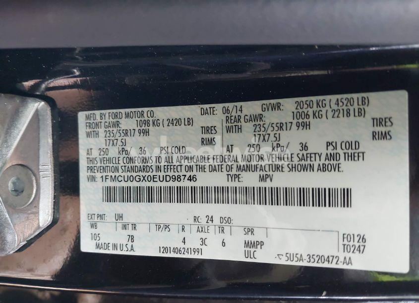 Photo 9 of 2014 Ford Escape SE (VIN 1FMCU0GX0EUD98746)