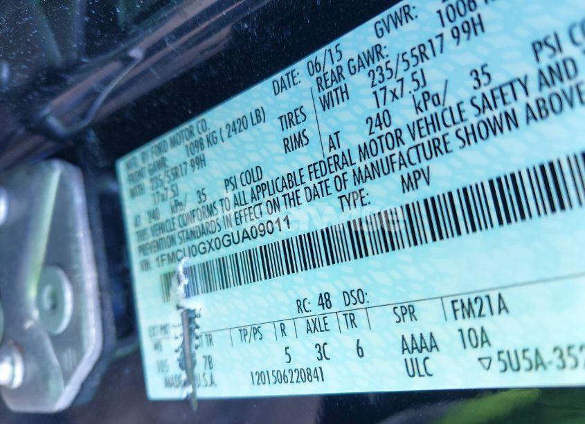 Photo 9 of 2016 Ford Escape SE (VIN 1FMCU0GX0GUA09011)