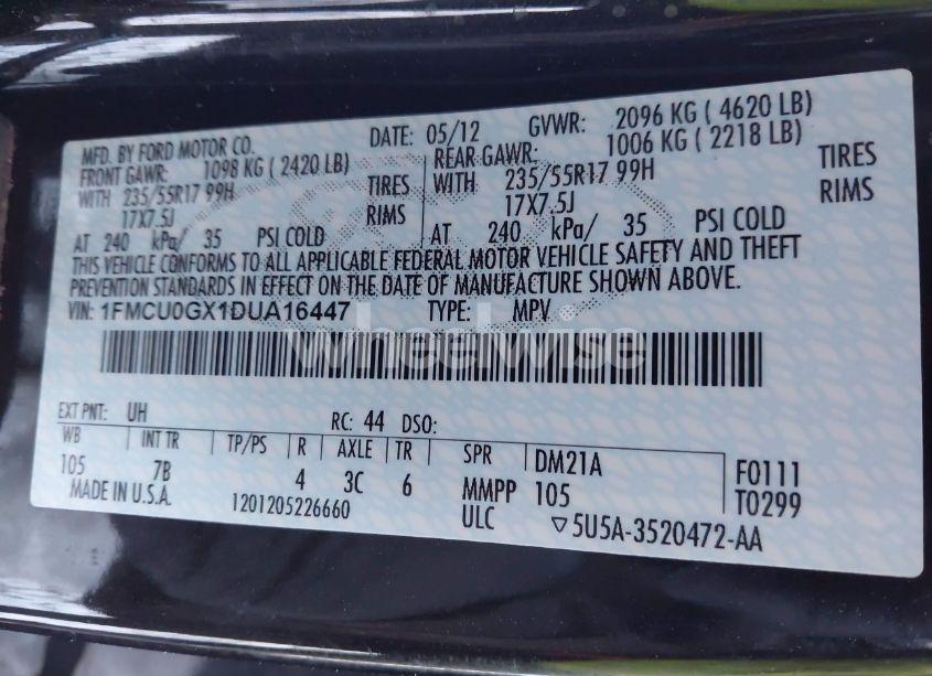 Photo 9 of 2013 Ford Escape SE (VIN 1FMCU0GX1DUA16447)