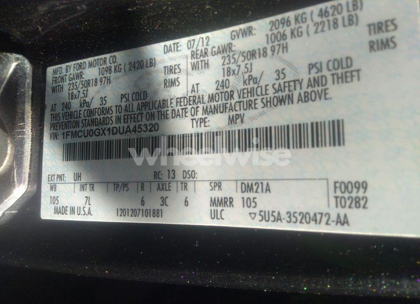 Photo 9 of 2013 Ford Escape SE (VIN 1FMCU0GX1DUA45320)