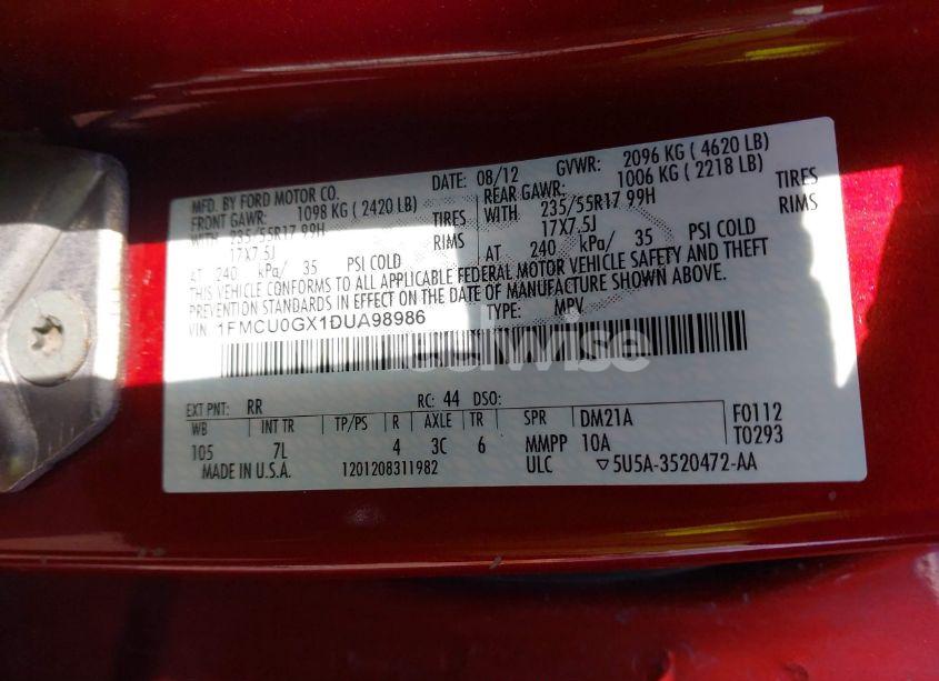 Photo 9 of 2013 Ford Escape SE (VIN 1FMCU0GX1DUA98986)