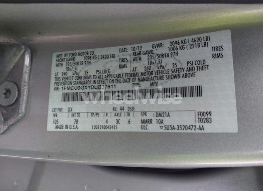 Photo 9 of 2013 Ford Escape SE (VIN 1FMCU0GX1DUB37611)