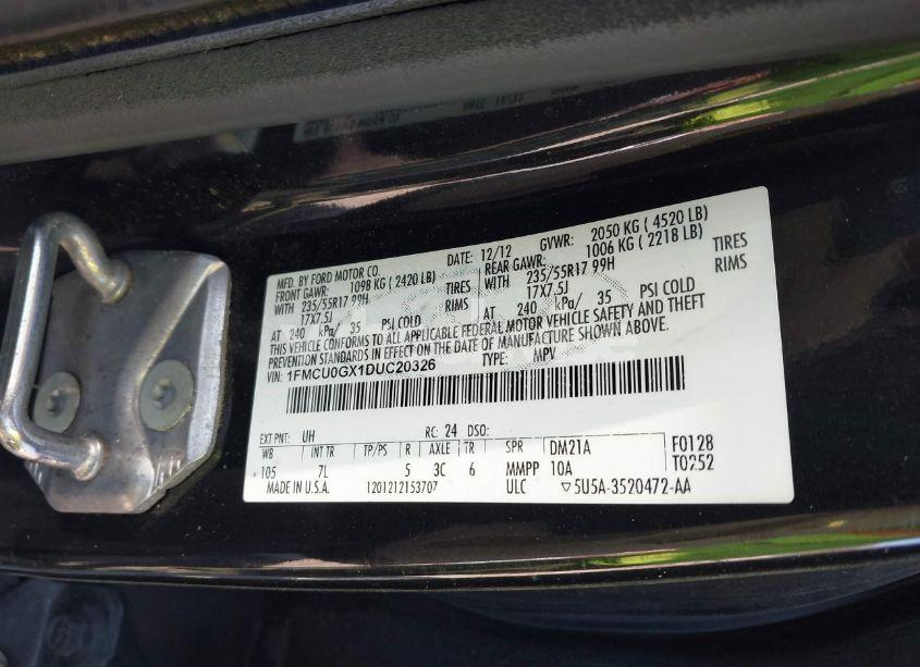 Photo 9 of 2013 Ford Escape SE (VIN 1FMCU0GX1DUC20326)