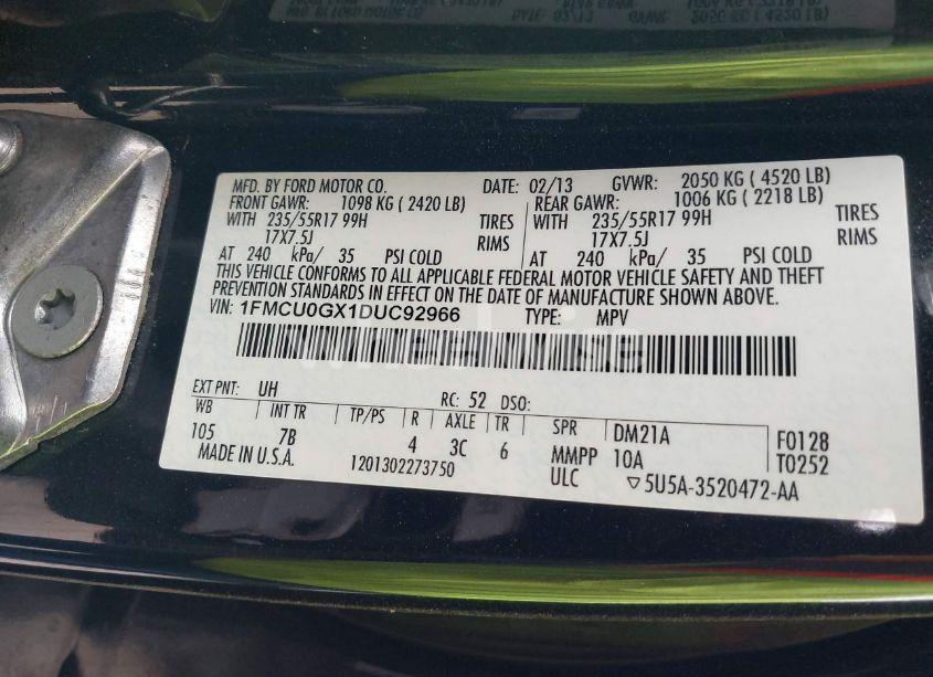 Photo 9 of 2013 Ford Escape SE (VIN 1FMCU0GX1DUC92966)